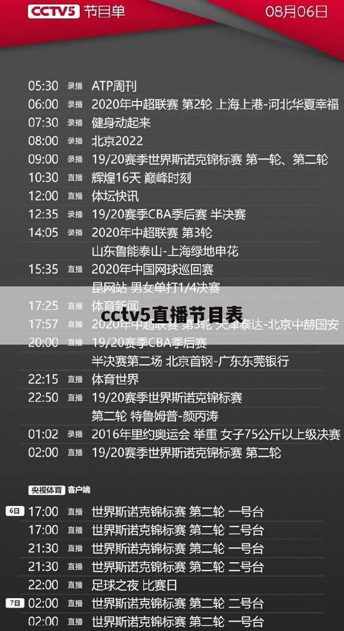 cctv5+今日节目单